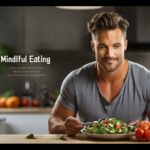 a fit man is eating mindfully by testing the food