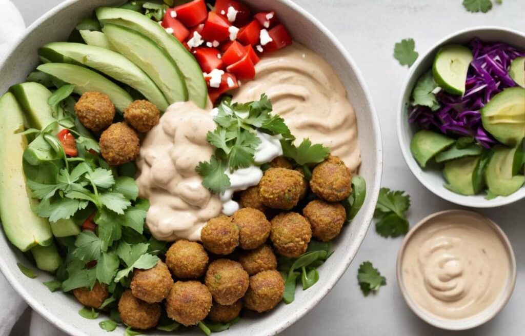 Healthy meal prep for weight loss: Falafel Bowls with Tahini Sauce