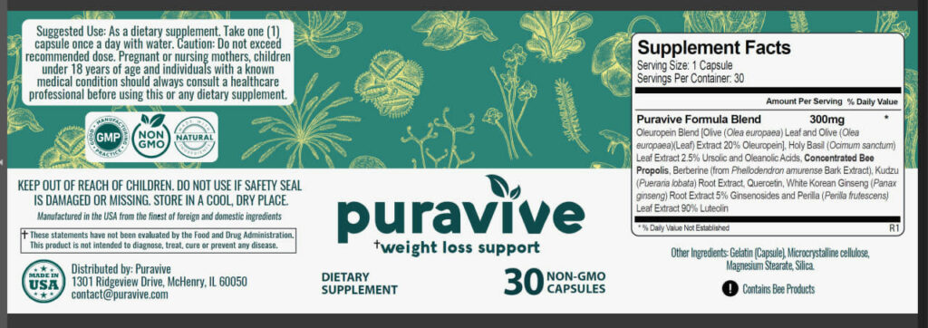 Puravive ingredients and use